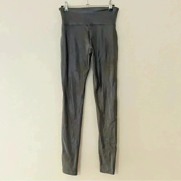 Spanx Faux Leather Mid Rise Wine Burgundy Red Leggings - Picture 3 of 8